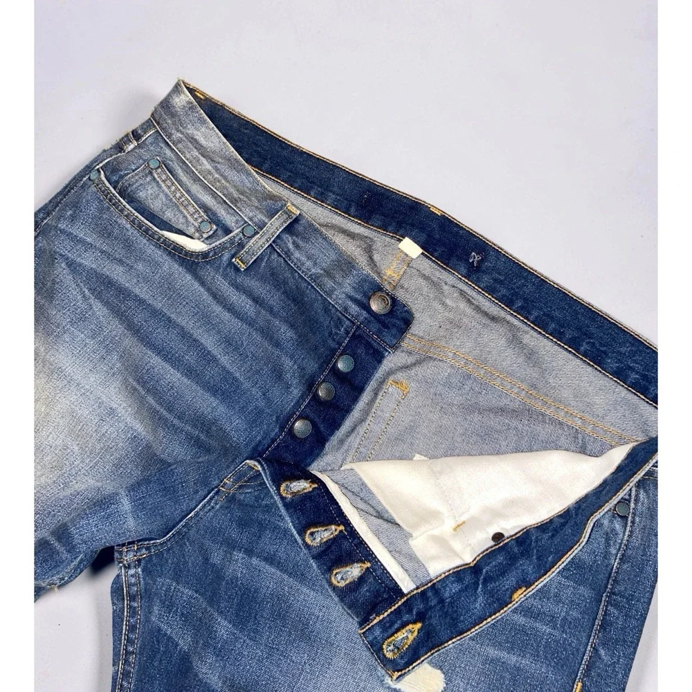 Asbury Park Selvedge Denim Jeans Men's Size 38x33 Distressed Blue Faded